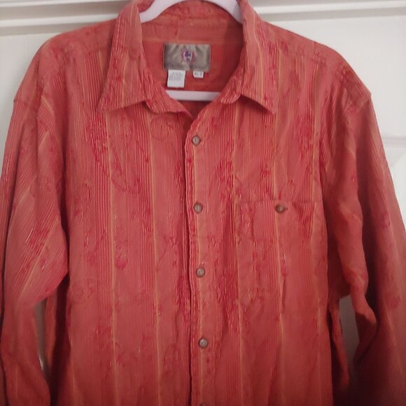 The Territory Ahead Rust/Gold Paisley Textured L-Sleeve Button Men's Shirt XL - Picture 3 of 10